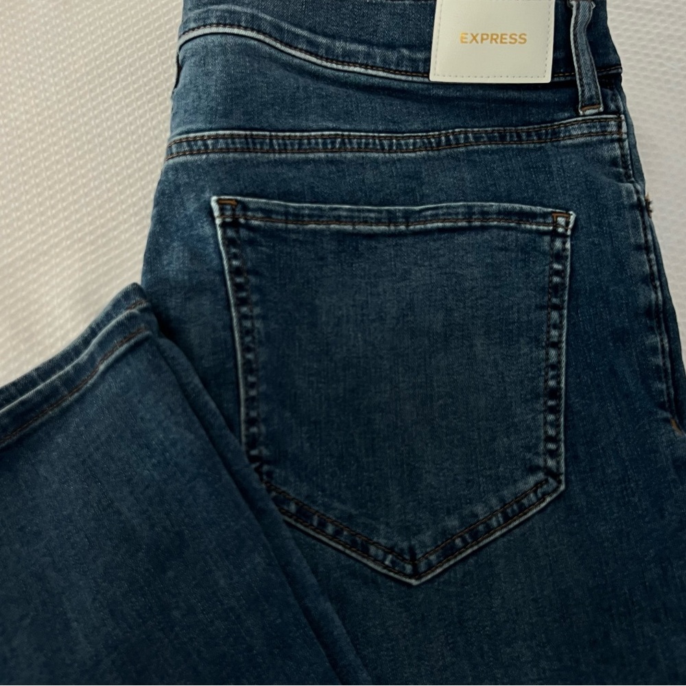 Express High Rise Blue Ripped Flare Jeans Size 14R